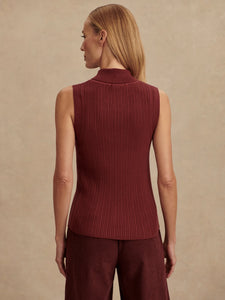 Varley Anastasia Rib Knit Tank in  New Maroon