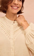 Load image into Gallery viewer, Aspiga Chevron Lace Organic Cotton Shirt in Ecru

