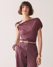 Load image into Gallery viewer, Summum 7/8 Length Trouser with Slit in Deep Fig
