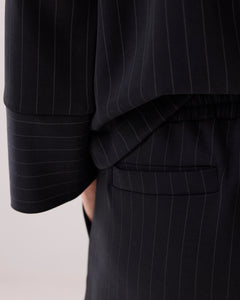 Summum Pin Stripe Trousers in Black
