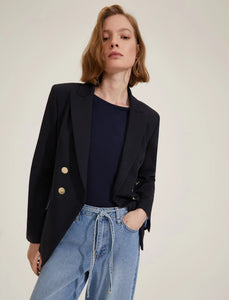 Emme Helier Stretch Blazer in Midnight Blue