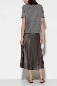 Luisa Cerano Satin Skirt in Midi Length in Taupe