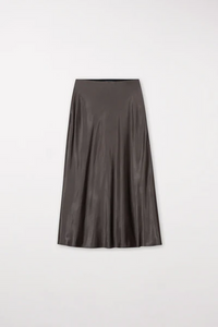 Luisa Cerano Satin Skirt in Midi Length in Taupe