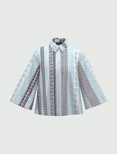 Emme Tago Flared Shirt in Navy Ethnic