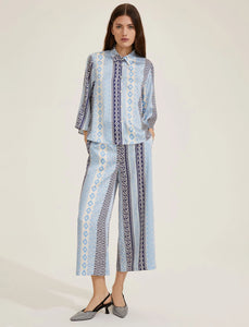 Emme Tago Flared Shirt in Navy Ethnic