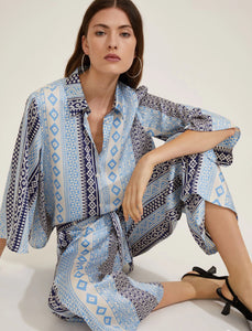 Emme Tago Flared Shirt in Navy Ethnic