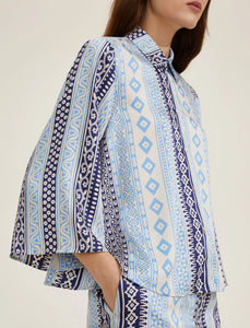 Emme Tago Flared Shirt in Navy Ethnic