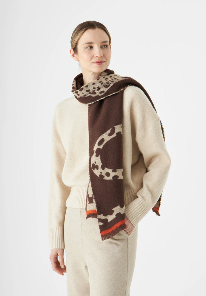 Codello Soft Scarf with Large Tiger Motif in Brown