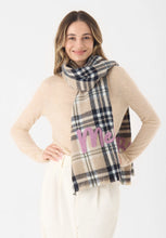 Load image into Gallery viewer, Codello Woven Checked Scarf with Statement Embroidery

