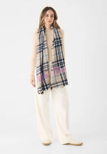 Load image into Gallery viewer, Codello Woven Checked Scarf with Statement Embroidery
