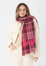 Load image into Gallery viewer, Codello Woven Checked Scarf with Statement Embroidery

