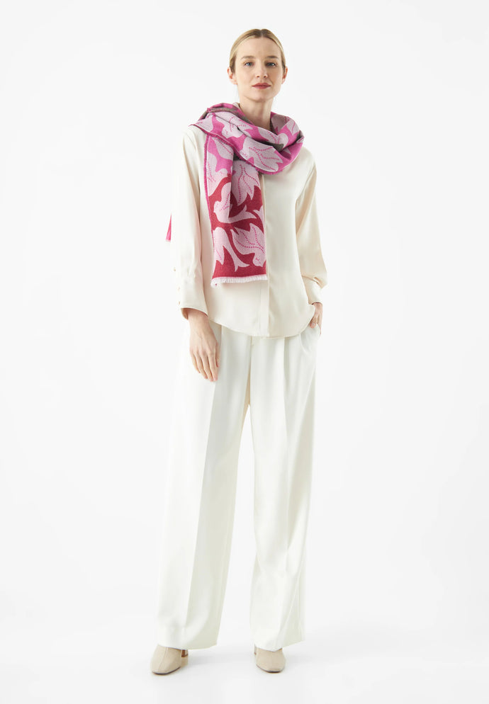 Codello Scarf with Peace Statement and Dove Motifs in Pink