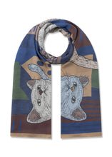 Load image into Gallery viewer, Codello Statement Scarf with Cats Print in Blue
