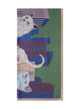Load image into Gallery viewer, Codello Statement Scarf with Cats Print in Blue
