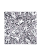 Load image into Gallery viewer, Codello Scarf with a hand drawn cat motif in Silver
