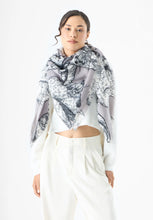 Load image into Gallery viewer, Codello Scarf with a hand drawn cat motif in Silver
