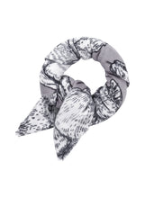 Load image into Gallery viewer, Codello Scarf with a hand drawn cat motif in Silver
