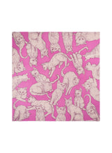 Load image into Gallery viewer, Codello Scarf with a hand drawn cat motif in Pink
