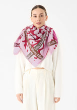 Load image into Gallery viewer, Codello Scarf Jacquard Fabric with Dove Pattern with Red
