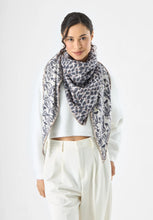 Load image into Gallery viewer, Codello Triangular Scarf with a hand drawn dog print in Grey
