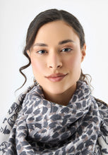 Load image into Gallery viewer, Codello Triangular Scarf with a hand drawn dog print in Grey
