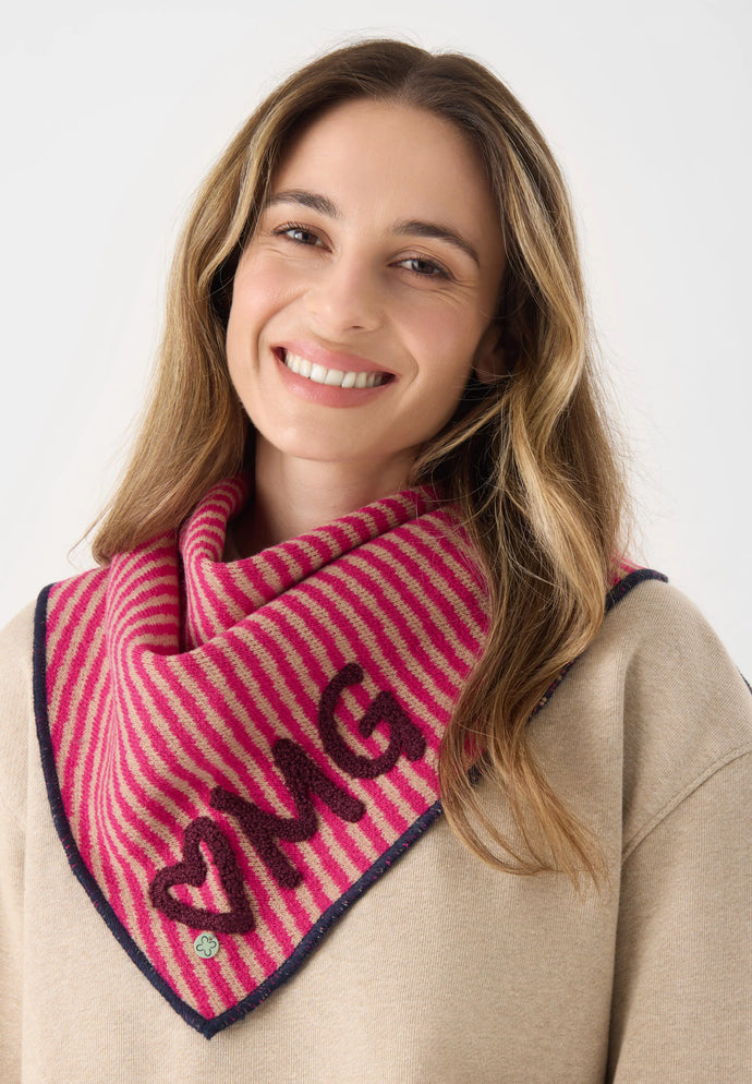 Codello Striped Triangular Scarf with neon in Pink