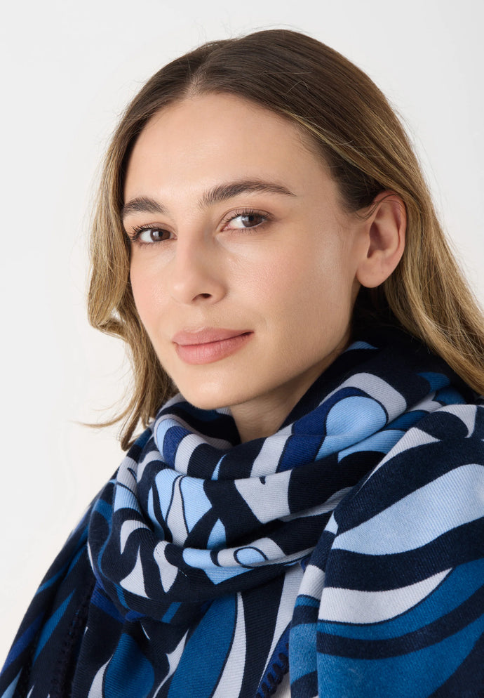 Codello Retro Print Scarf in Blue
