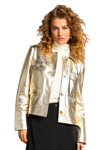 Riani Metallic Nappa Jacket in Gold