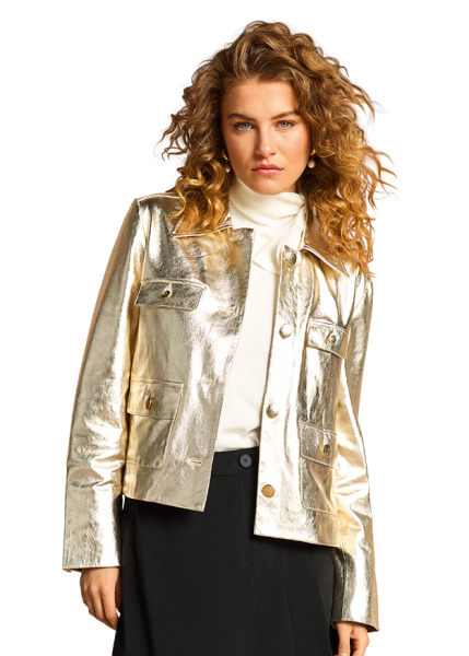 Riani Metallic Nappa Jacket in Gold