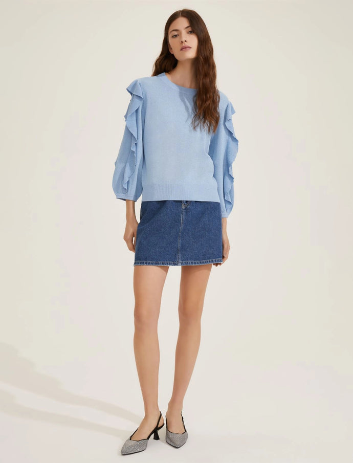 Emme Oreste Ruffled Sweater in Light Blue