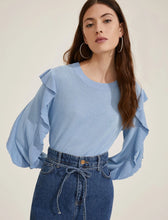 Load image into Gallery viewer, Emme Oreste Ruffled Sweater in Light Blue
