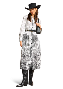 Riani Copperplate Printed Dress in Off-White