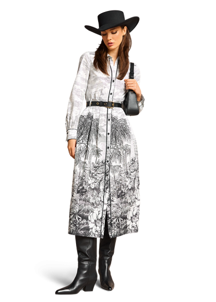 Riani Copperplate Printed Dress in Off-White