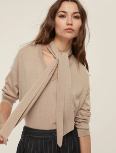 Emme Eroico Sweater with Neck Tie in Beige