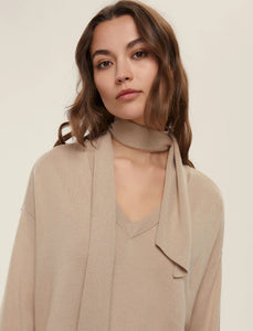 Emme Eroico Sweater with Neck Tie in Beige