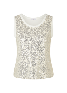 Riani Sequined Net Top in Off-White