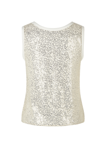 Riani Sequined Net Top in Off-White