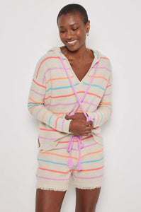 Lisa Todd Quick Stitch Stripe Hoodie in Almond