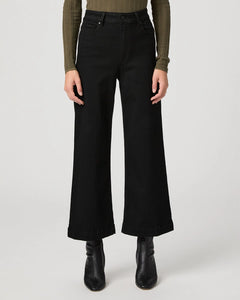 Paige Anessa Wide-Leg Jeans in Black Shadow