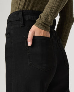 Paige Anessa Wide-Leg Jeans in Black Shadow