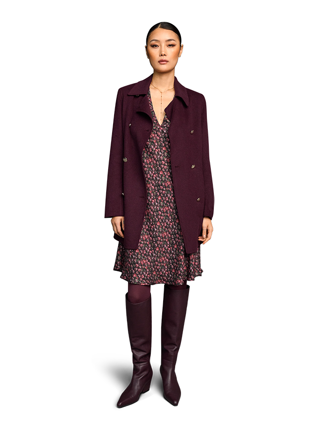 Riani Double-Breasted Coat in Morello