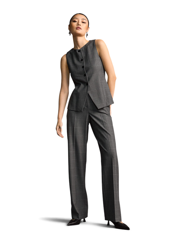 Riani Wide Fit Trousers with Checked Pattern