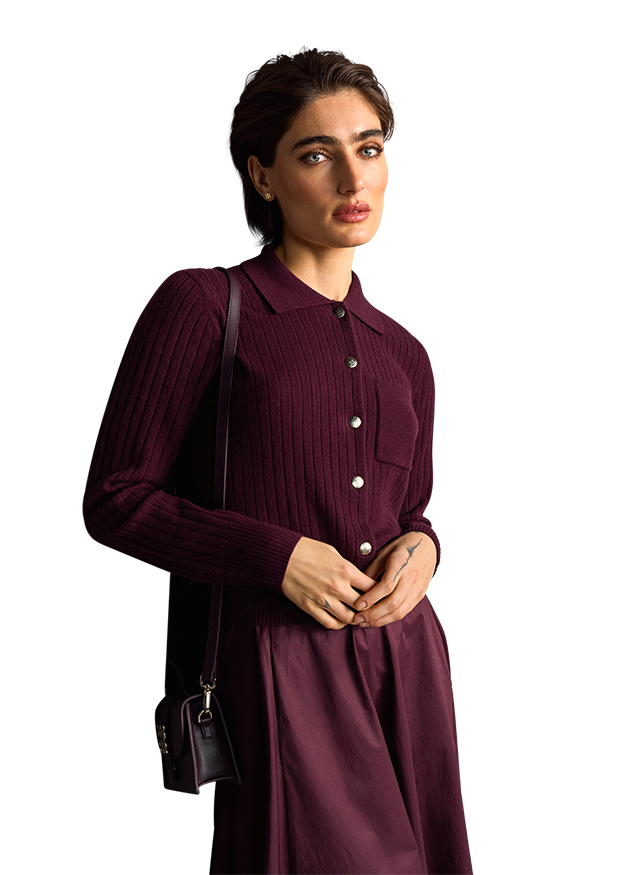 Riani Polo Cardigan in Morello