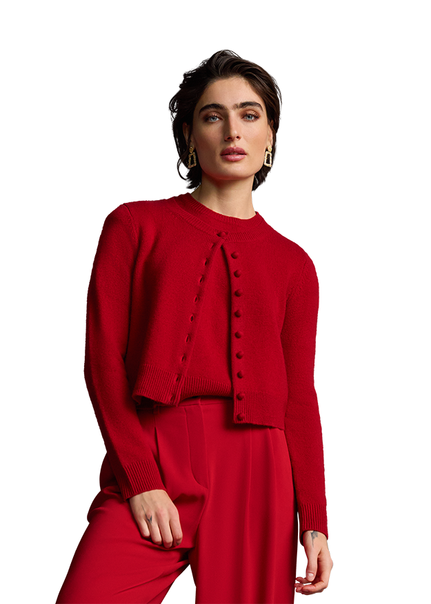 Riani Knitted Cardigan in Ruby