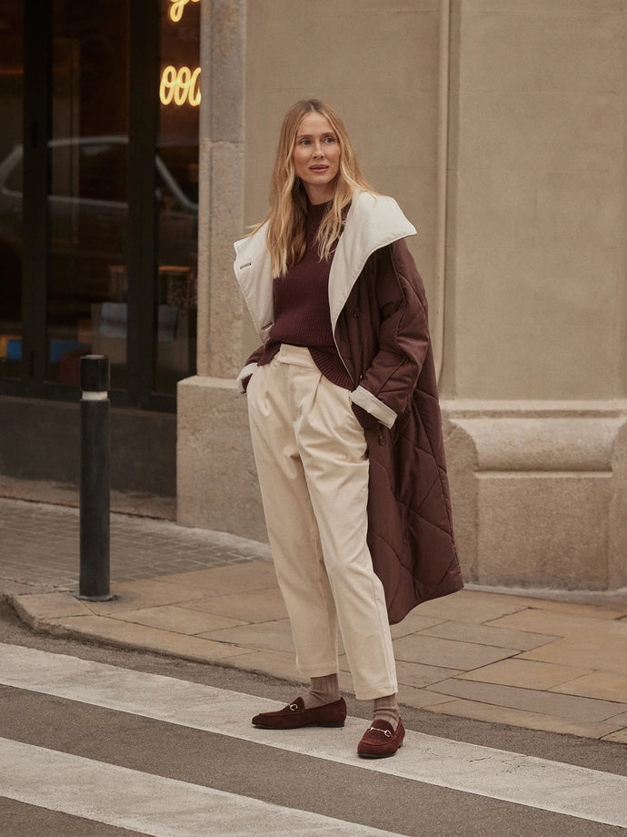Varley Annalise Reversible Wrap Coat in Deep Mahogany