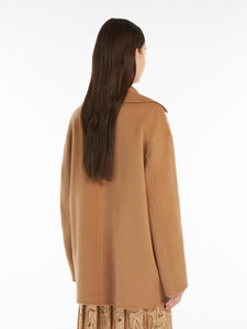 MaxMara Spadino Wool Pea Coat in Stone