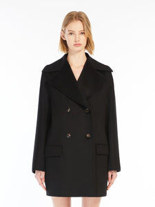 MaxMara Kent Black Wool Pea Coat