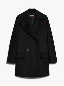 MaxMara Kent Black Wool Pea Coat