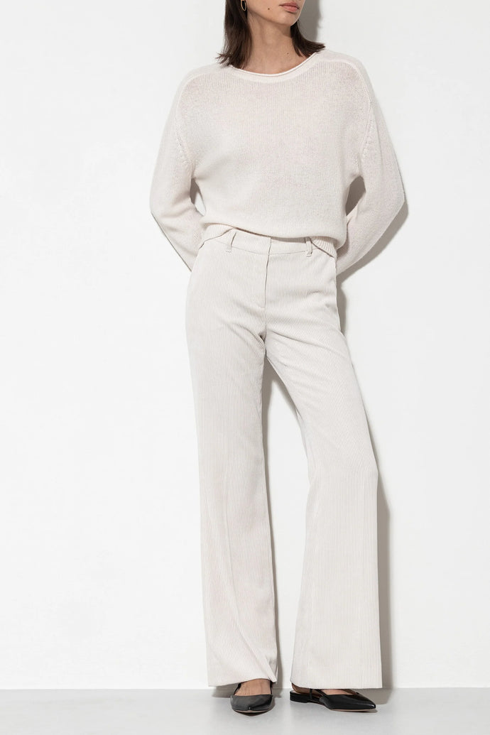 LUISA CERANO Straight Corduroy Trousers in Eggshell