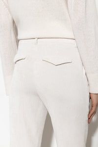 LUISA CERANO Straight Corduroy Trousers in Eggshell